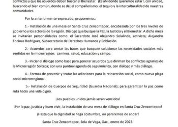 Chatinos desconocen multa al municipio de Santa Cruz Zenzontepec
