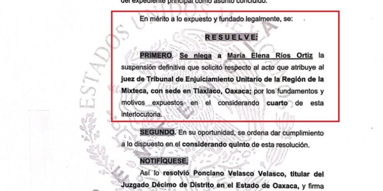 Nuevo revés para la saxofonista María Elena Ríos; Juez de Distrito le niega amparo y arremete contra presidenta del TSJO