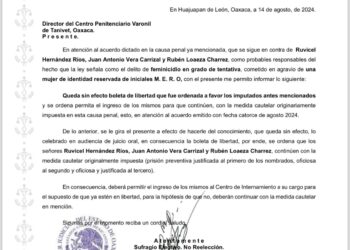 Suspenden boleta de libertad de Juan Antonio Vera Carrizal, por presiones del gobernador Salomón Jara Cruz